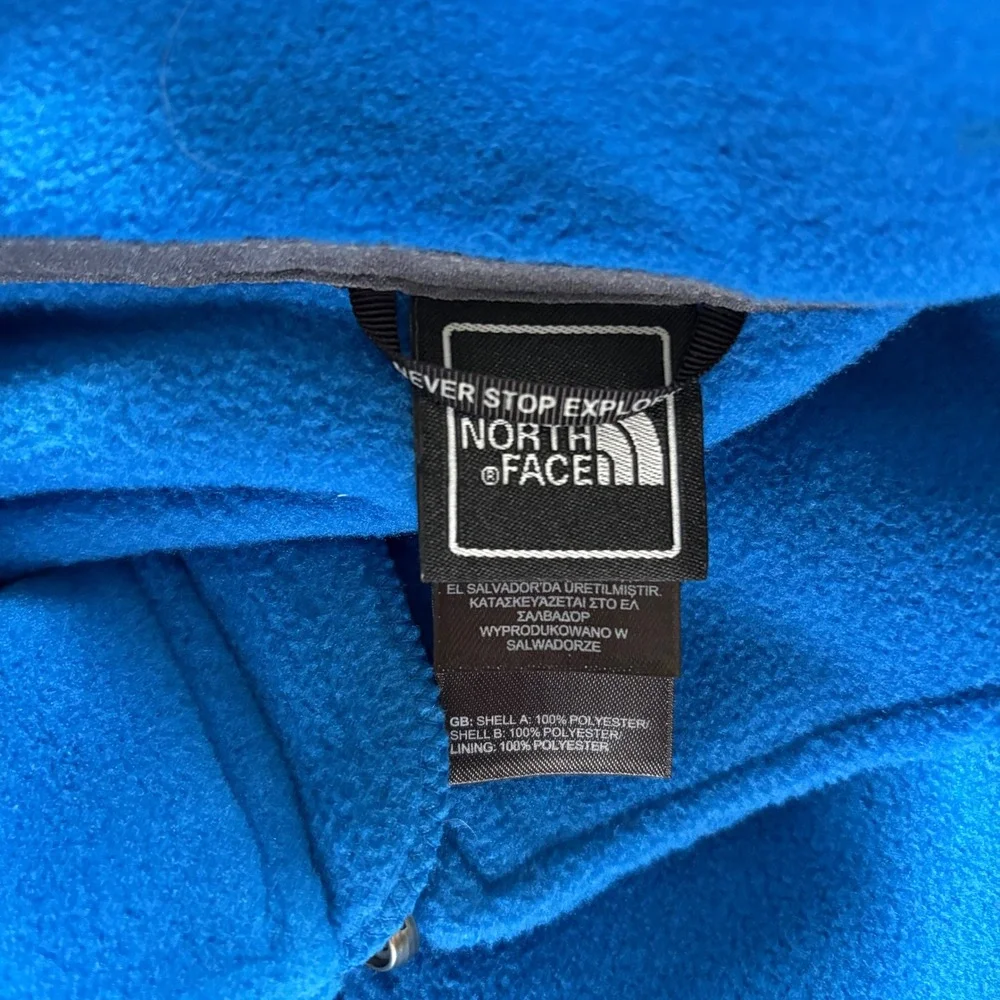 The North Face Mens XXL Blue Full Zip Fleece Jacket Grey Side Panels Outdoors
